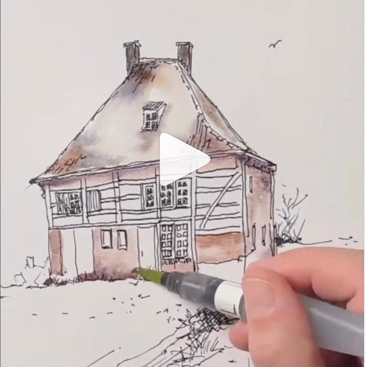 Sketching Borgermolen with reference photo for you to sketch